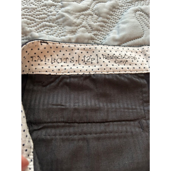 Talbots Navy Blue Perfect Crop Curvy Pants 12P Straight Leg Cotton - Picture 7 of 10